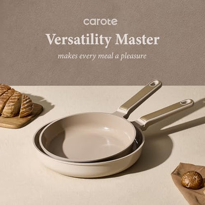 CAROTE Ceramic Cookware Set Nonstick, 14pcs Pots and Pans Set Nonstick, Non-Toxic & PFAS-Free, Dishwasher, RV/Camping Cookware Set, Cooking Pots with Lids, Light Taupe - color: Light Taupe, size: 14 Piece