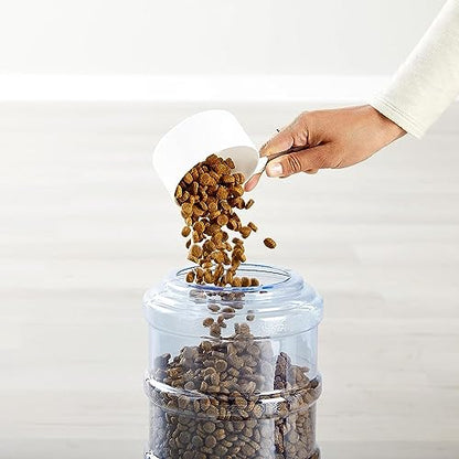 Amazon Basics Gravity Pet Food Feeder for Dogs and Cats, Easy to Clean, Easy to Fill, Removable Lid, 152fl.oz Capacity, Small - size: Small, style: Feeder
