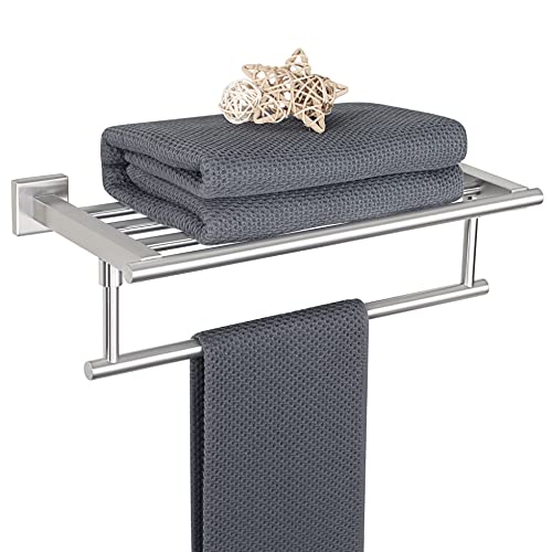 Alise 16 Inch Towel Racks for Bathroom, Towel Rack Wall Mounted with Tower Bars, SUS 304 Stainless Steel Bathroom Shelf, Heavy Duty Hand Towel Holder (Brushed Nickel) - color: Brushed Nickel, size: 16-Inch