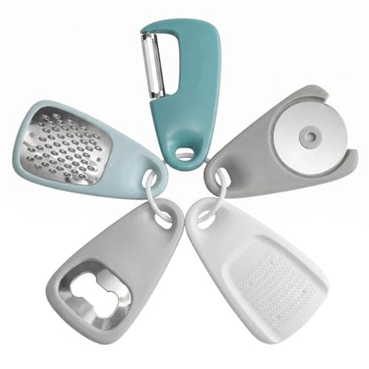 Kitchen Gadgets Set 5 Pieces, Stackable Cooking Utensils Set Space Saving for Small Kitchen, RV Camper Inside Accessories, Dishwasher Safe (Blue) - color: Blue