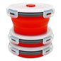 CCyanzi 3piece Round Collapsible Bowl with Lids, Silicone Food Storage Containers, Microwave & Freezer Safe, Space Saving for Kitchen Cabinet and Camping Backpack,(Red Gray) - color: red with gray