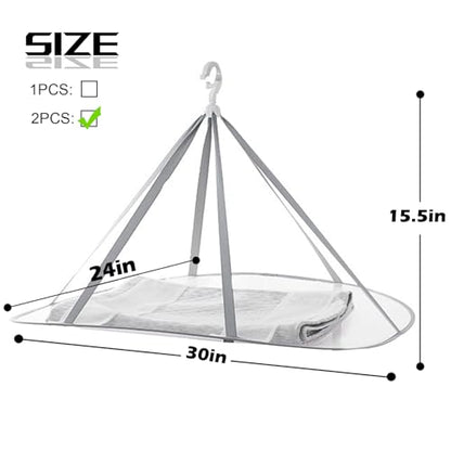 1 Tier Folding Mesh Clothes Drying Rack with Internal Fixation Stackable Sweater Drying Rack Portable Hanging Laundry Rack for Sweater,T-Shirt,Delicates,Swimsuit (2 Pack) - size: 1 Tier