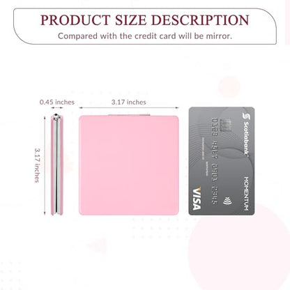 1X/2X Magnifying Compact Mirror with PU Leather, Mini Mirror for Purse, Handbag and Pocket, Pink