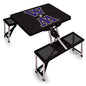 PICNIC TIME NCAA North Carolina Tar Heels Folding Picnic Table - Camping Table - Outdoor Table with Umbrella Hole - color: Black