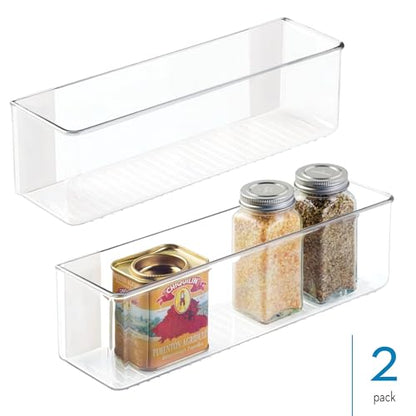 iDesign Adhesive Organizer Bin, Set of 2, Clear | Damage-Free Hanging, For Kitchen, Bathroom, or Office - style: Pack of 2