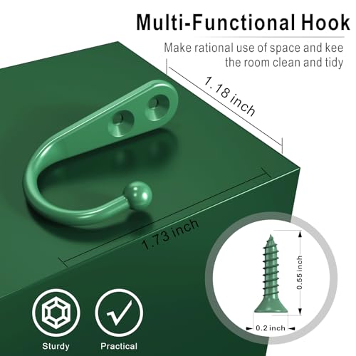 15 Pcs Black Wall Mounted Coat Hooks, Hanger Hook with 30 Pieces Screws for Towel, Key, Robe, Scarf, Bag, Cap, Coffee Cup, Mugs（Green） - color: 15PCS Mint Green Hooks