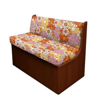 70S 80S Groovy Hippie Daisy Pattern RV Dinette Cushion Slipcovers Stretch Camper Booth Seats Replacement Cover RV Sofa Furniture Protector-Bench & Backrest Covers, 2 Sets - color: 70s 80s Groovy Hippie Daisy