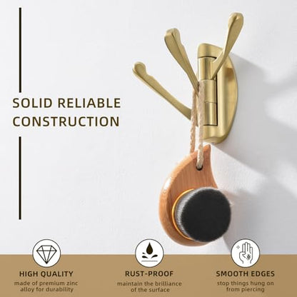 Angle Simple Towel Hook Brushed Gold, Metal Folding Swivel Towel Holder, Bathroom Robe Clothes Coat Hook, Home RV Organizer, Screw Mount - color: Brushed Gold, size: 1 Pack