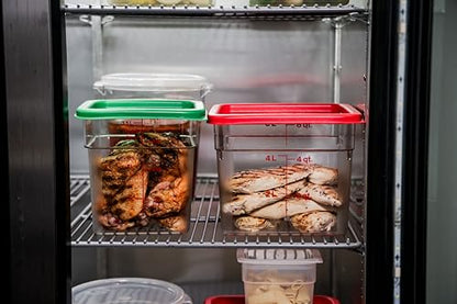 Cambro Food Storage Container with Lid (2 Pack) - Classic Series Square with Green Lid - 4 QT (Quart) - Commercial Grade for Food Prep (Clear) - size: 4 QT + Lid