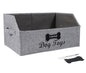 Large Dog Toy Basket Fabric Dog Toy Bin Collapsible Gray Dog Toy Box Trapezoid Dog Toy Storage for organizing Dog Chew Toys/Blankets/Leashes/Treats-Dog Storage Organizer-Can be Personalized - size: 16.7''x11.4''x8.2''