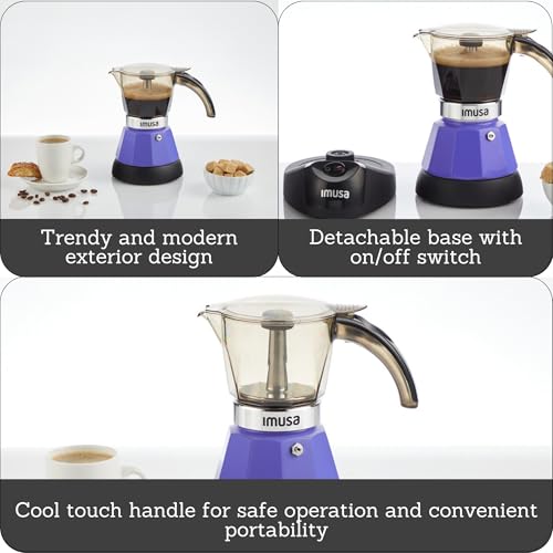 IMUSA 3 or 2cup Electric Espresso Maker, Purple - color: Purple, size: 3 Cup