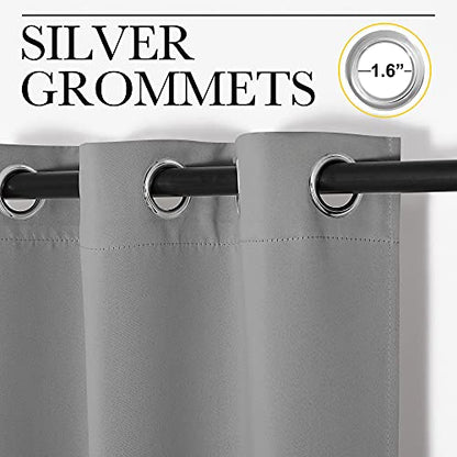 NICETOWN Thermal Insulated Blackout Curtains - Grommet Top Window Treatment Drapes for Hall (2 Panels, W42 x L95 inches, Silver Grey) - color: Silver Grey, size: 42"W x 95"L (Pack of 2)
