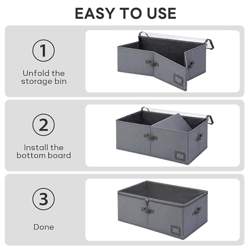 10" High Capacity Under Bed Storage Bins (3-Pack, Grey), Deep 600D Heavy Duty Oxford Fabric Storage Box for King Size Comforters, Pillows & Large Blankets - size: 10-Inch (3-PACK) - Deep