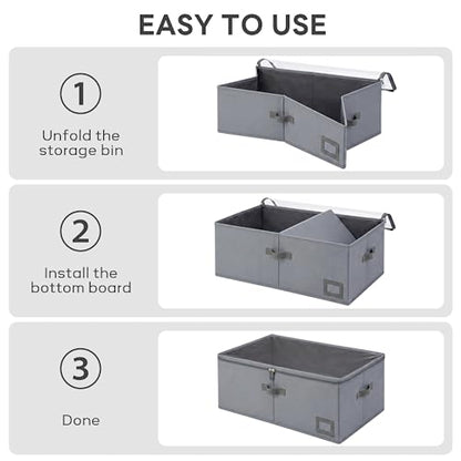 10" High Capacity Under Bed Storage Bins (3-Pack, Grey), Deep 600D Heavy Duty Oxford Fabric Storage Box for King Size Comforters, Pillows & Large Blankets - size: 10-Inch (3-PACK) - Deep