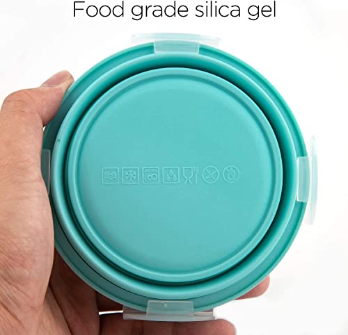 Luter 2 Pieces Collapsible Dog Bowls Silicone Food Water Travel Foldable Bowl with Lids Portable Expandable Pet Feeding Watering Cup Dish for Walking Kennels Camping 350ml (12x12x3cm) (Pink & Blue) - color: Pink & Blue
