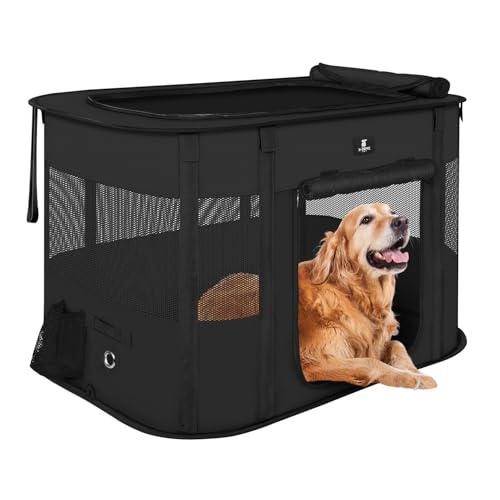 X-ZONE PET Dog Playpen, Puppy Cat Play Pen Portable Foldable Indoor/Outdoor Tent Crate Cage, Portable Pet Crate Medium Size Black 33" - color: Black, style: Medium