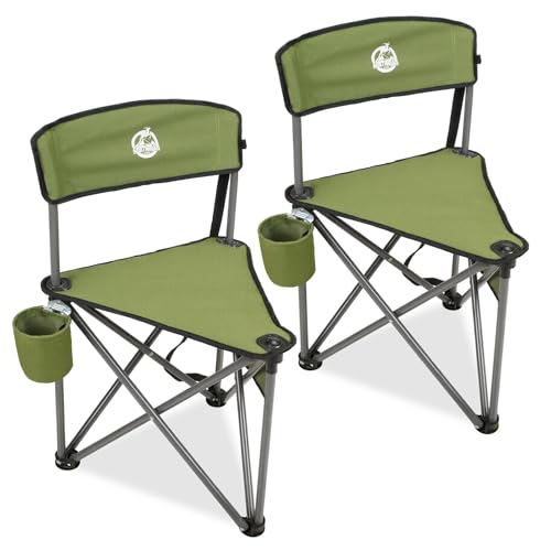 Northroad 2 Pack Tripod Camping Chairs, Portable 3 Legged Folding Tripod Stool Seat with Backrest, Small Compact Lightweight Tripod Chair for Adults Fishing Hunting - color: Green