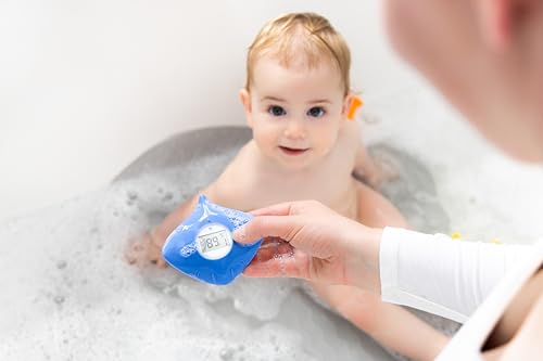 Ubbi Stingray Baby Bath Thermometer for Newborns and Infants, Accurate and Instant High and Low Digital Reads, Floating Silicone Safety Thermometer, Newborn Registry Must Haves, Blue - style: Bath Thermometer