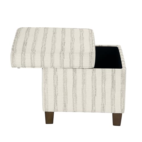 HomePop 18" Classic Square Storage Ottoman - Gray & Cream Stripe - color: Gray and Cream Stripe