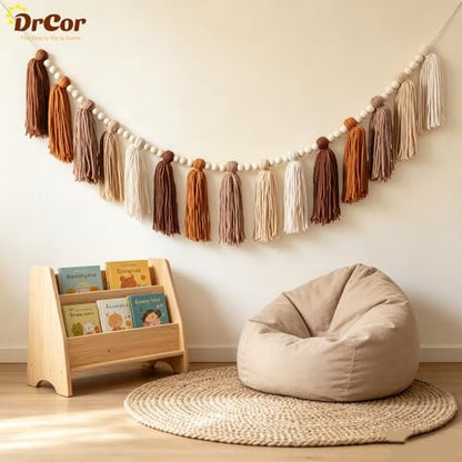 DrCor Boho Terracotta Rainbow Brown Tassel Garland – Classroom Decor for Teachers, Bulletin Board Decorations, Back to School Wall Hanging for Nursery, Kids Room, Baby Shower & Party Decor