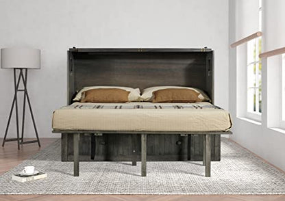 Mega Solutions Murphybedz Tuscany Murphy Cabinet Chest Bed with Charging Station 6 Inch (Galaxy Grey, Queen) - color: Galaxy Grey, size: Queen (U.S. Standard)