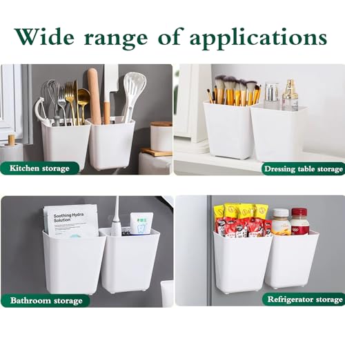 4 Pack Cabinet Door Organizer, Self Adhesive Wall Mount Storage Bins, No Drilling Food Grade ABS plastic for Kitchen, Bathroom, Refrigerator, Wardrobe, Under Sink, Desktop Sundries