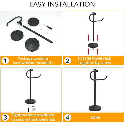 BESy 17 Inch Matte Black Stand Towel Bar Hanger Hand Towel Bar Bathroom Vanity Countertop Towel Holder Free Standing Stainless Steel Towel Ring Hardware Accessories Towel Rack - color: Matte Black