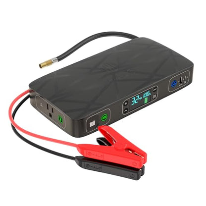 HALO Bolt Ultimate 2 Portable Car Battery Jump Starter | 130 PSI Air Compressor, 55.5Wh USB Power Bank with AC Outlet, Emergency Floodlight & Charger, Jumps Cars SUVs & Trucks, Inflates Tires — Black - color: Black