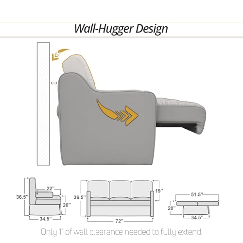 De Leon Console DX RV Sofa Bed, 72" Wide, Ultimate Leather, Ash - color: Ash, size: 72"
