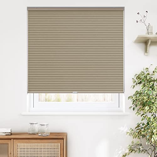 LazBlinds Cordless Cellular Shades, Blackout Privacy Honeycomb Shades for Home, Thermal Insulation Noise Reduction Blinds for Windows, 29'' W x 64'' H, Taupe - color: Blackout-taupe, size: 29'' W × 64'' H