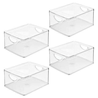 iDesign Plastic Stackable Kitchen Cabinet Storage Bin, Clear, 4-Pack | With Handles, Pantry Organizer - style: Pack of 4