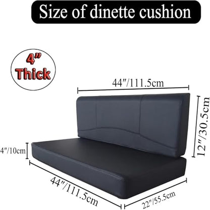 RV Dinette Cushions Replacement with Momery Foam Camper Seat Couch Cushion Travel Trailer Bed (Black, 44″) - size: 44″