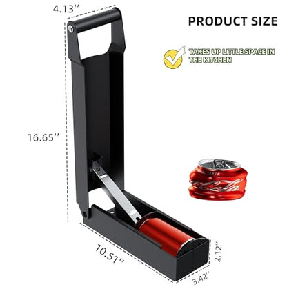 Can Crusher Wall-Mounted, Can Compactor Heavy Duty for 8/12/160Z, Can Crusher for Recycling Aluminum Soda, Beer Cans and Bottles - color: BLACK