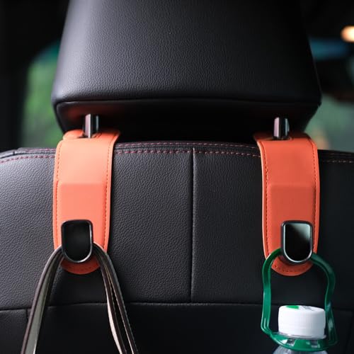 JEYODA Car Hooks for Purses and Bags,Flexible PU Vehicle Storage Hanger,Car Seat Back Organizer,Universal Hidden Multifunctional Headrest Hooks for Car，Home (orange) - color: orange