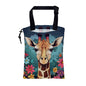 Car Garbage Bag Giraffe and Colorful Flowers Drawstring Car Trash Bag Hanging for Back Seat with Adjustable Buckle Canvas Vehicle Trash Can Easy-to-Install - color: Giraffe and Colorful Flowers