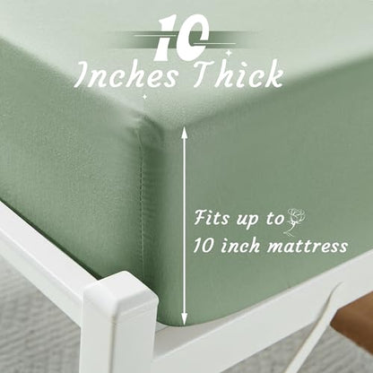 VACVELT Cot Fitted Sheet, 31 x 75 Inch Light Green Cot Sheets, Ultra Soft and Breathable Microfiber Bed Cover Snug Fit for Narrow Twin/RV Bunk/Camper Bunk/Guest Beds/Trifold Mattress - color: Light Green