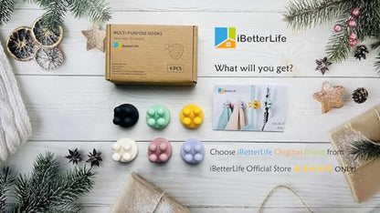iBetterLife Silicone Toothbrush Shower Holder - 6Pcs Self Adhesive Wall Mounted Single Hook for Hanging Tooth Brushing, Functional Utility Plug Holder for Bathroom Kitchen Living Room Office, Yellow - color: Yellow
