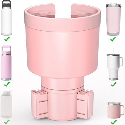 Seven Sparta Car Cup Holder Expander with Offset Adjustable Base, Compatible with Hydro Flasks 32/40 Ounce, Compatible with Yeti Ramblers 20/26/30 Ounce, Other Bottles in 3.4"-3.8" (Pink) - color: Pink, size: Medium*1