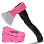 KSEIBI Hatchet with Sheath, Camping Axe for Splitting and Kindling Wood, Forged Steel Blade with Anti-Slip and Shock Reduction Handle Great Throwing Hatchets Pink - style: Rosy Riviera