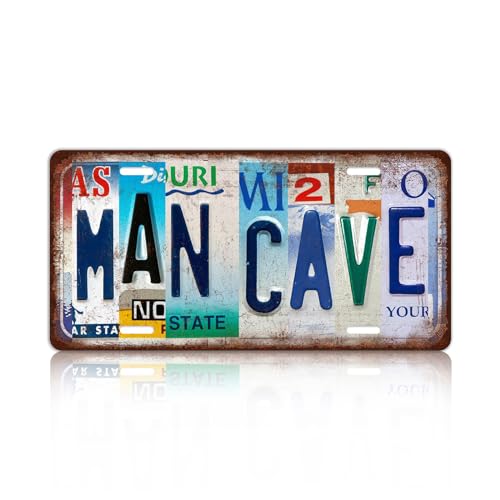 Vintage Man Cave Metal Tin Sign License Plate Wall Decor for Home Bar Pub 12 x 6 Inches - color: Plate-05
