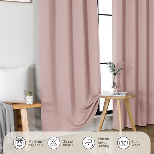 Gwine Valentine's Day Blush Pink Blackout Curtains 96 Inch Length, Room Darkening Energy Saving Black Out Curtains for Living Room, Window Treatment Drapes with Rod Pocket, Each 40" Wx96 L, 2PCS - color: Blush Pink, size: 40"W x 96"L (Pack of 2)