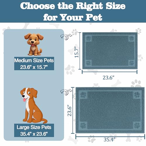 Darkyazi Pet Feeding Mat Large for Dogs and Cats,24"×16" Flexible and Easy to Clean Feeding Mat,Best for Non Slip Waterproof Feeding Mat. (Silver Blue) - color: Silver Blue