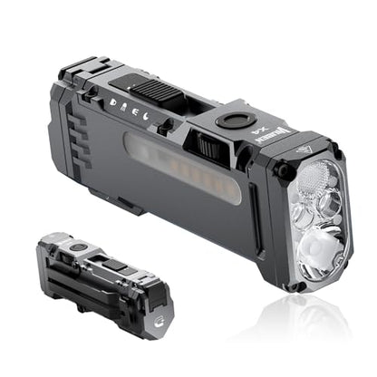 WUBEN X4 EDC Flashlight Rechargeable with RGB Light | 1500 Lumens Mini Tactical Flashlight with Clip, Small Handheld Flashlight for Camping,Emergency,Night Reading&Night Walks Ecl - color: Gray