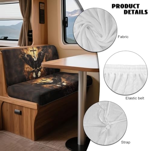 Eagle Cross Pattern 2 Pack RV Dinette Cushion Covers Washable Camper Cushion Slipcover Scratch-Resistant Sofa Chair Cover Camper Seat Covers Dinette Booth - color: Eagle Cross