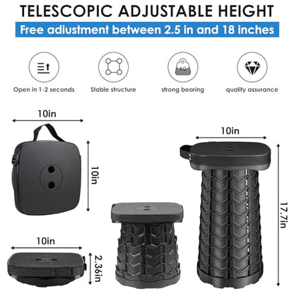 aboutool 2 Pack Collapsible Stool - Lightweight Folding Stool, 485lbs Capacity, Portable for Adults, Camping, Fishing, Hiking, Outdoor, Travel - color: 2pcs Black+blue (Cushion Not Included)