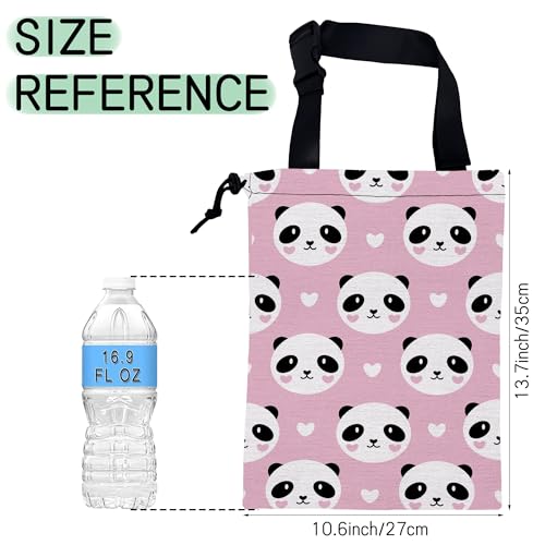 Lovely Panda Car Garbage Bag,Hearts Waterproof Small Car Trash Bag Hanging Back of Seat,Drawstring Hanging Car Trash Bag with Adjustable Buckle for Car Accessories - color: Lovely Panda