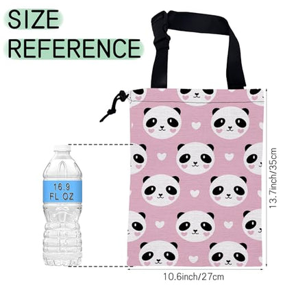 Lovely Panda Car Garbage Bag,Hearts Waterproof Small Car Trash Bag Hanging Back of Seat,Drawstring Hanging Car Trash Bag with Adjustable Buckle for Car Accessories - color: Lovely Panda