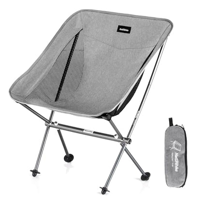 Naturehike YL05 Camping Chair, Ultralight Portable Camp Chair with Storage Bag, Compact Folding Beach Chair for Backpacking Hiking Fishing Picnic - color: Grey-upgraded