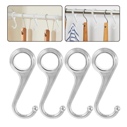 5pcs Multi-Purpose Metal Hooks for Kitchen and Bathroom, Silver Heavy Duty Wall Mount Clothes and Key Hanging Organizer, Space-Saving Home Storage Utility Hooks