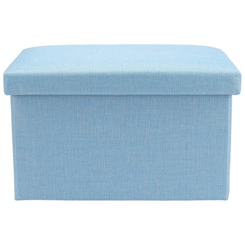 HOZEON 3 Pack 15.7 x 9.8 x 9.11 Inches Folding Storage Ottoman, Blue Rectangle Footrest Seat, Multifunctional Foot Stool for Living Room, Office, Traveling, Fishing, Camping - color: Blue